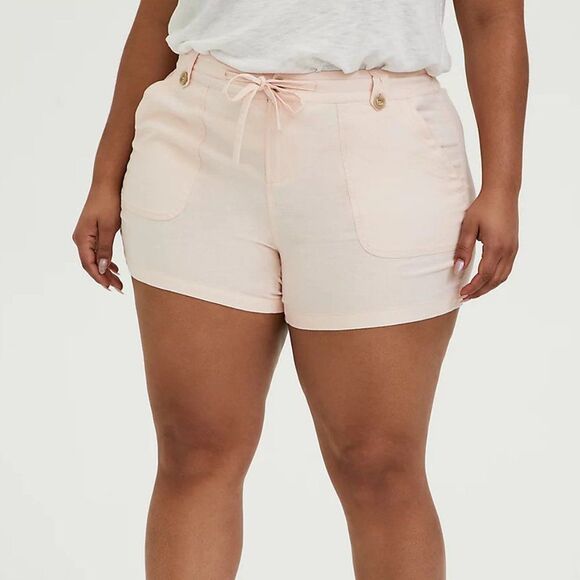 🆕Torrid Drawstring Short Short - Linen Light Pink - Picture 1 of 5